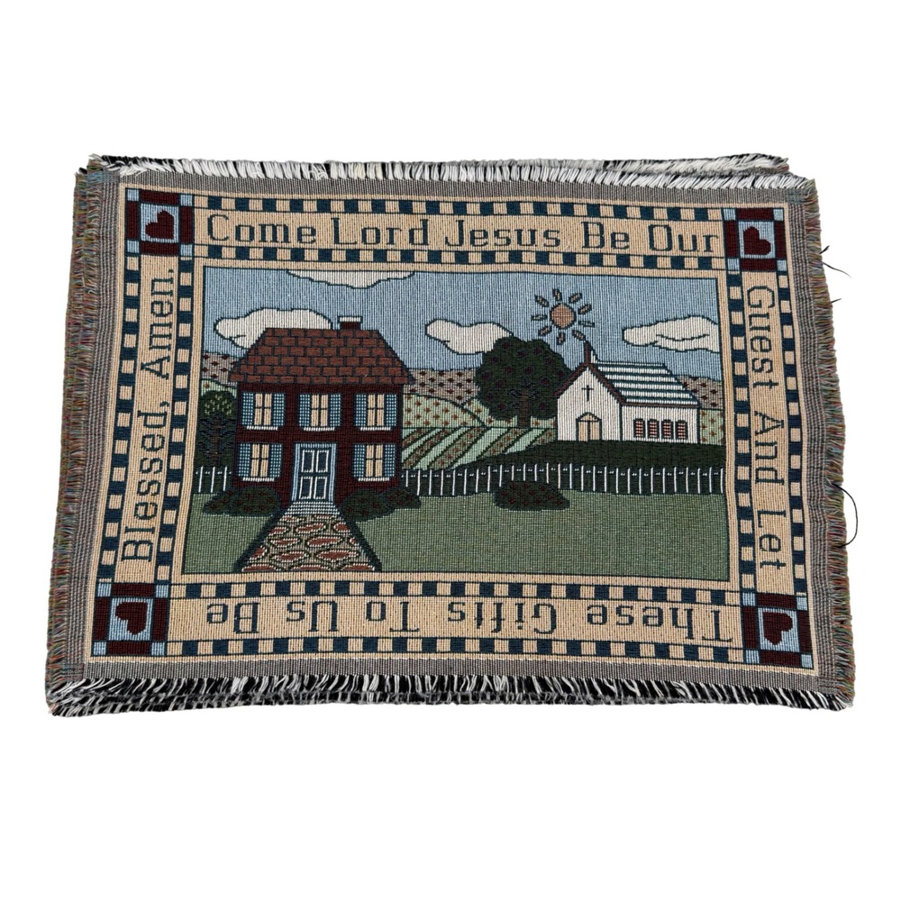 Tapestry Placemat Home 18x13 Multicolor Religious Folk Art Cottagecore Set of 4